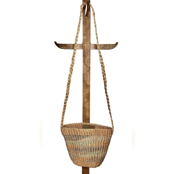 Vintage Esprit Beach Straw Crossover Bag with Long Braided Strap in Earthtones - Picture 2 of 9